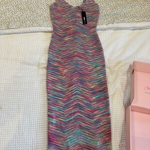 Fashion Nova Vibrant Multicolor Midi Dress